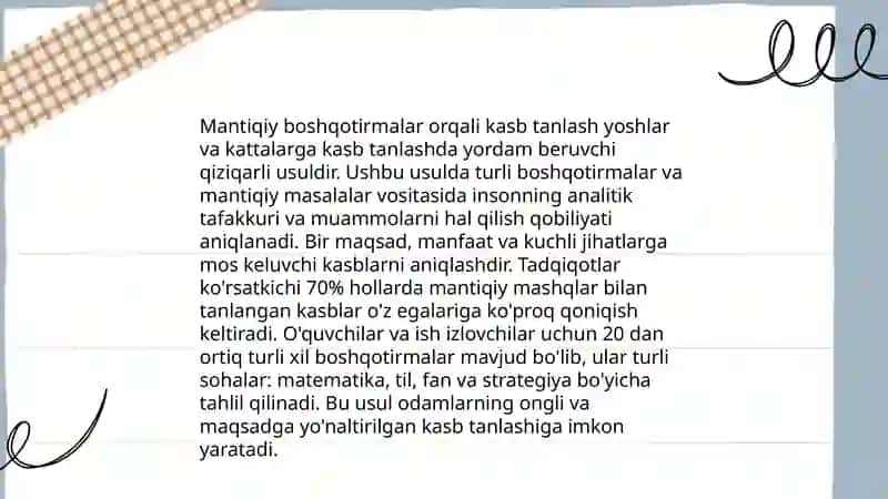 Kasb-Hunarga yo'naltirishda boshqotirmadan foydalanish 4