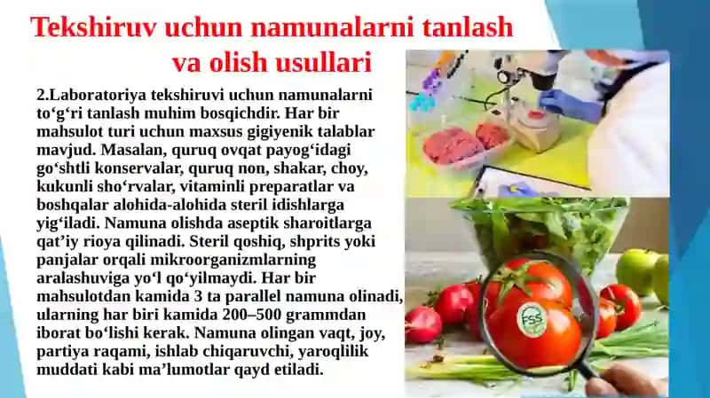 Askarlarning quruq ovqat  payoglaridagi  mahsulotlarni laboratoriya tekshirishlaridan o'tkazish bayonnomasini  tuzish. 4