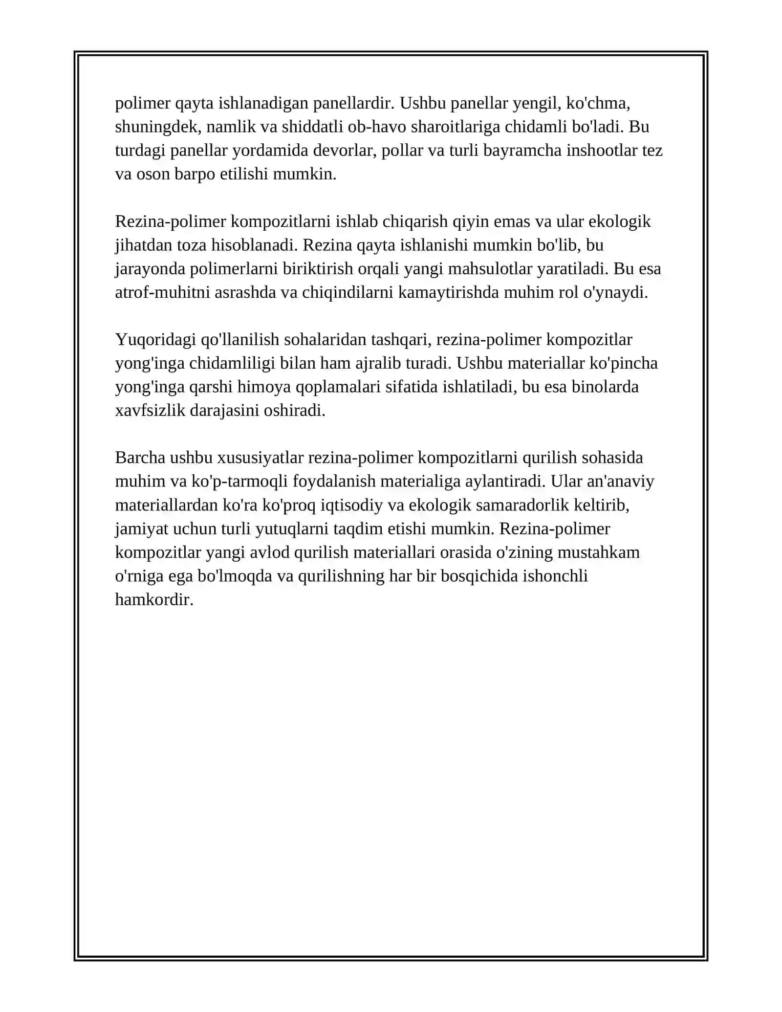 REZINA-POLIMER MATERIALLARDAN FOYDALANILADIGAN MAHSULOTLAR VA SOHALARI 4