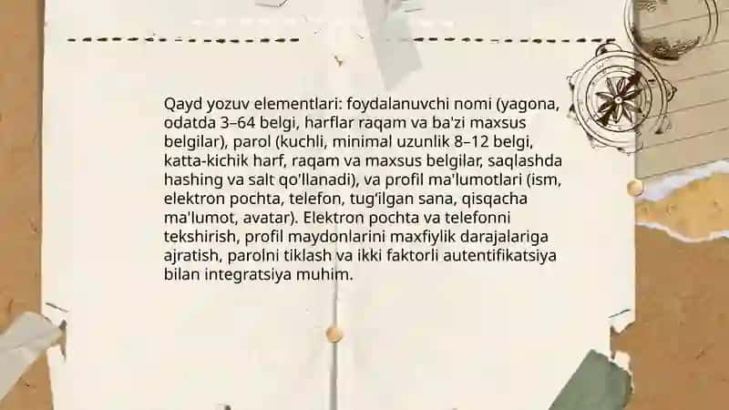 Qayd yozuvi, Qayd yozuv yaratish, Parollar siyosati 4