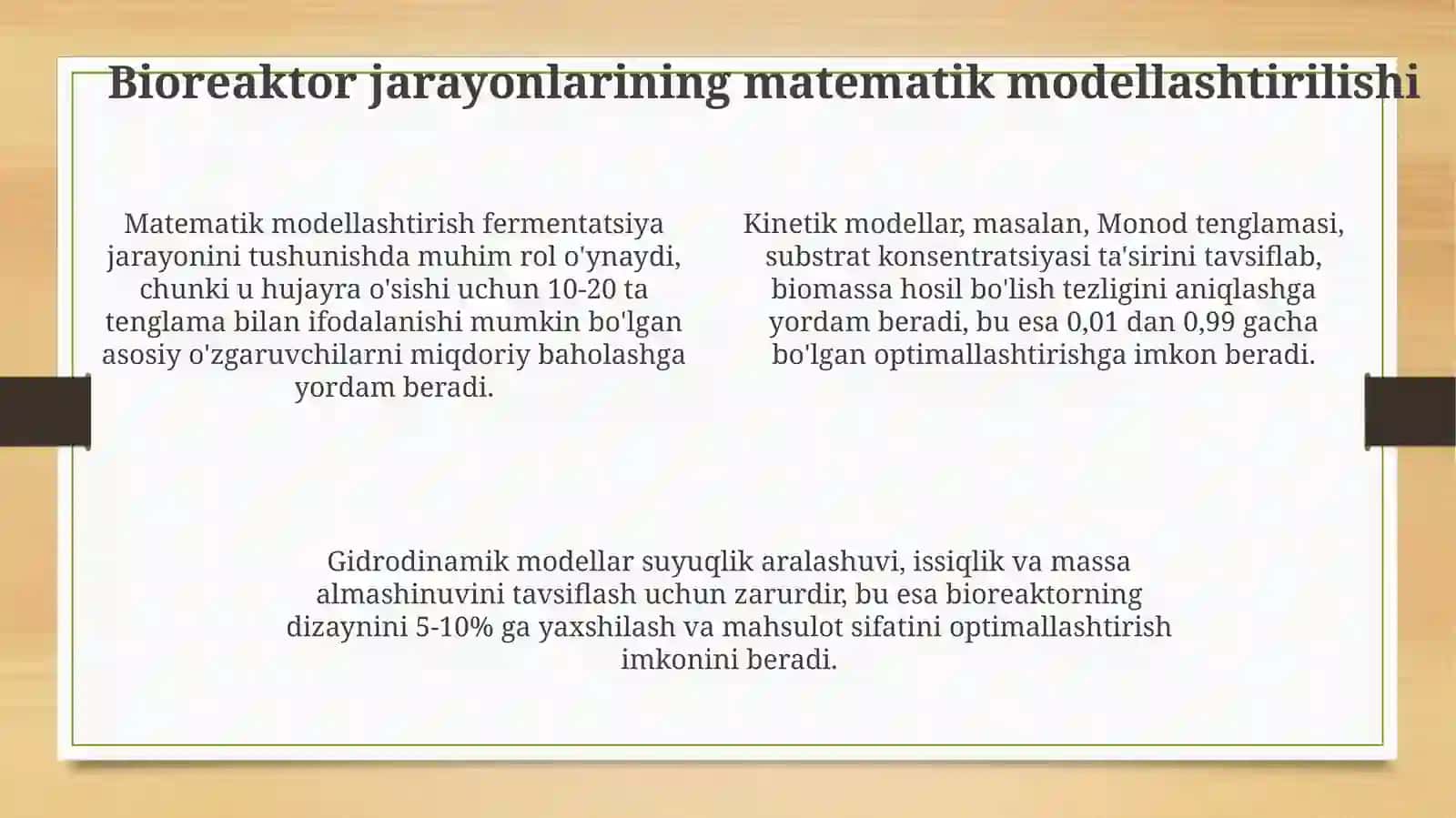 Bioreaktor ish rejimi va optimallashtirish 4