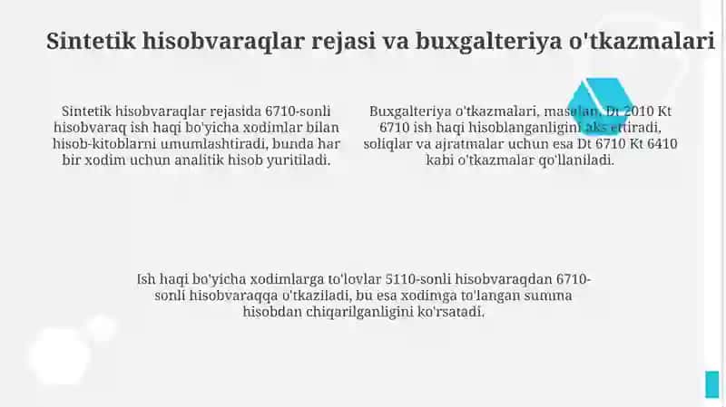 Mehnatga haq to'lash bo'yicha xodimlar bilan hisob-kitoblarning sintetik hisobi 4