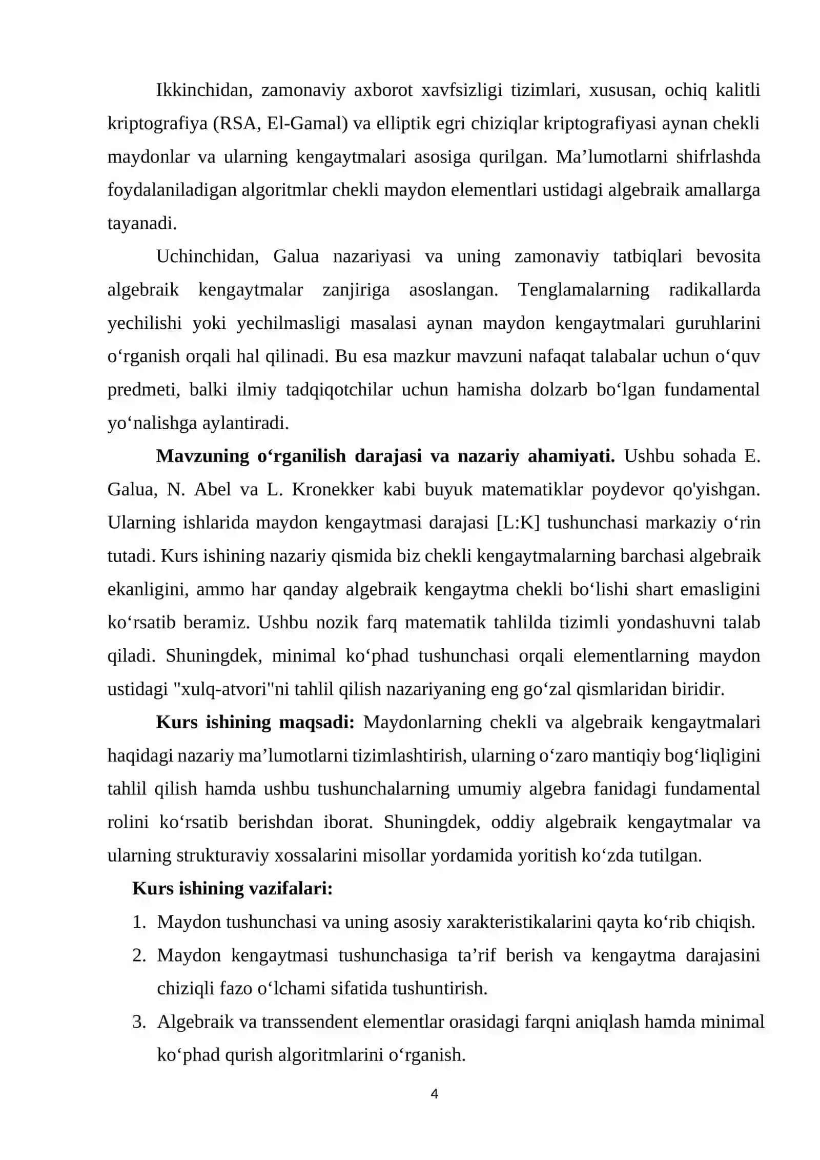 Maydonning chekli va algebraik kengaytmasi 4