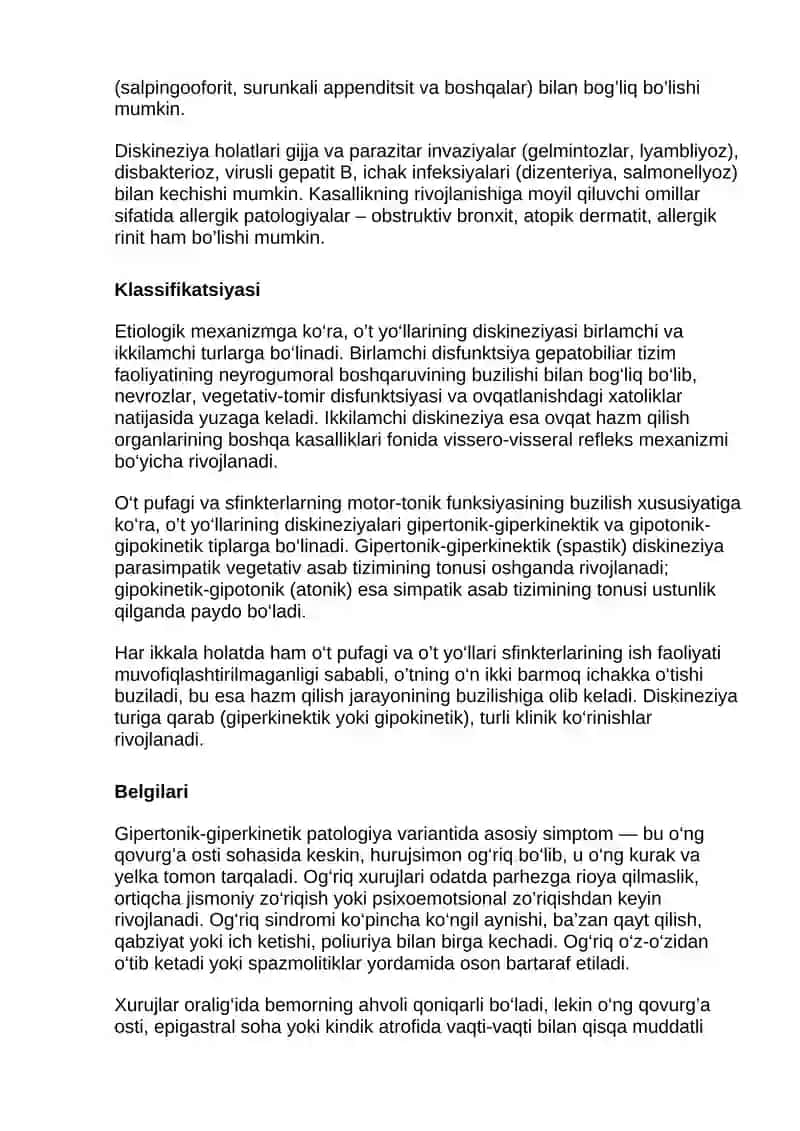 O‘t chiqarish yo‘llari diskineziyasi 4