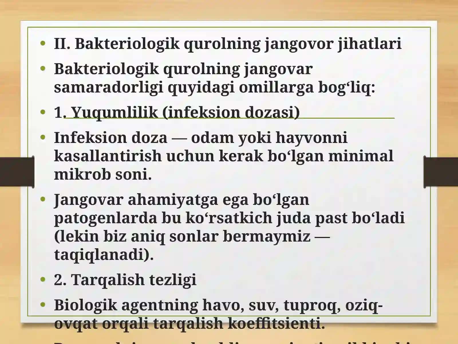 Bakteriologik qurolning jangovor jihatlari va tavsifi 4
