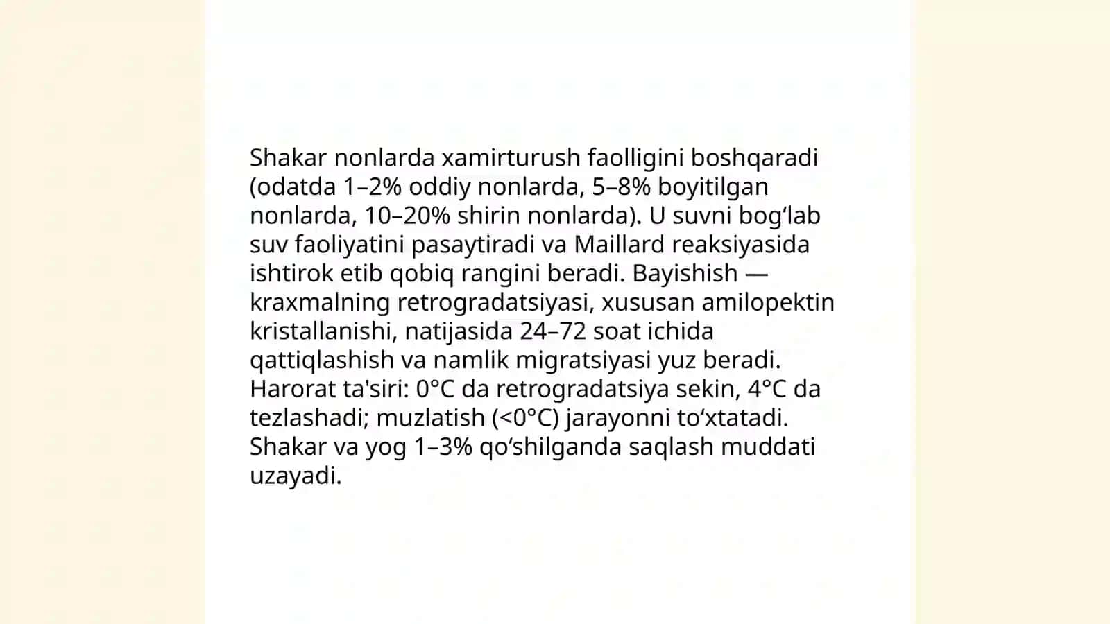 Shakarning non mahsulotlarida funksional oʼrni 4