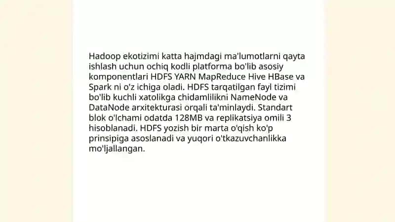 Katta hajmdagi ma'lumotlar bilan ishlash texnologiyalari 4