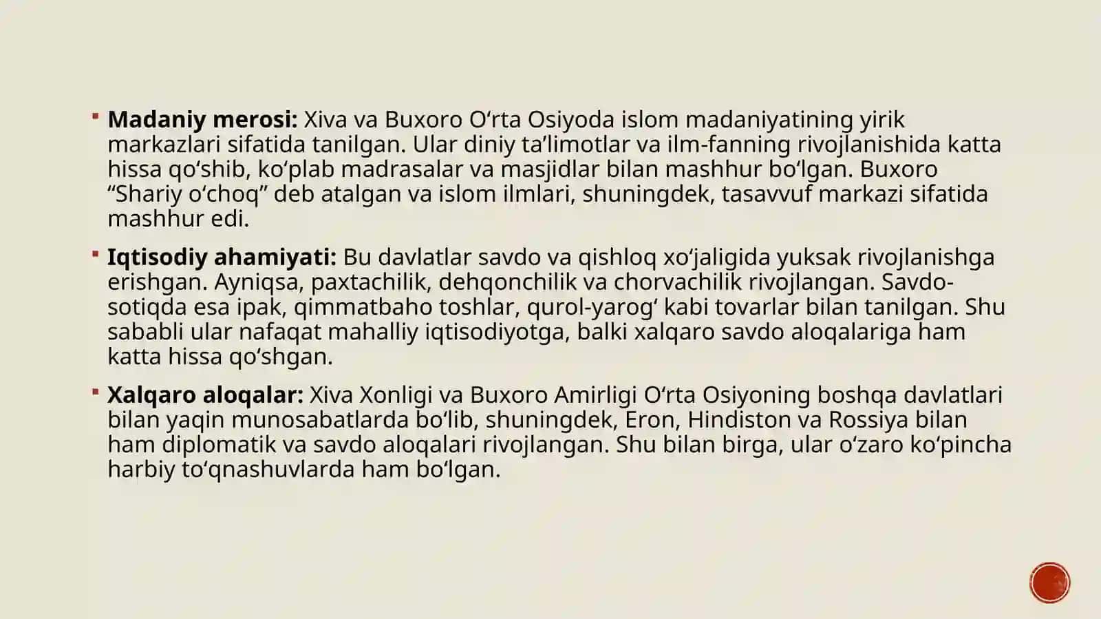 Xiva Xonligi va Buxoro Amirligining O‘rta Osiyodagi o‘rni 4