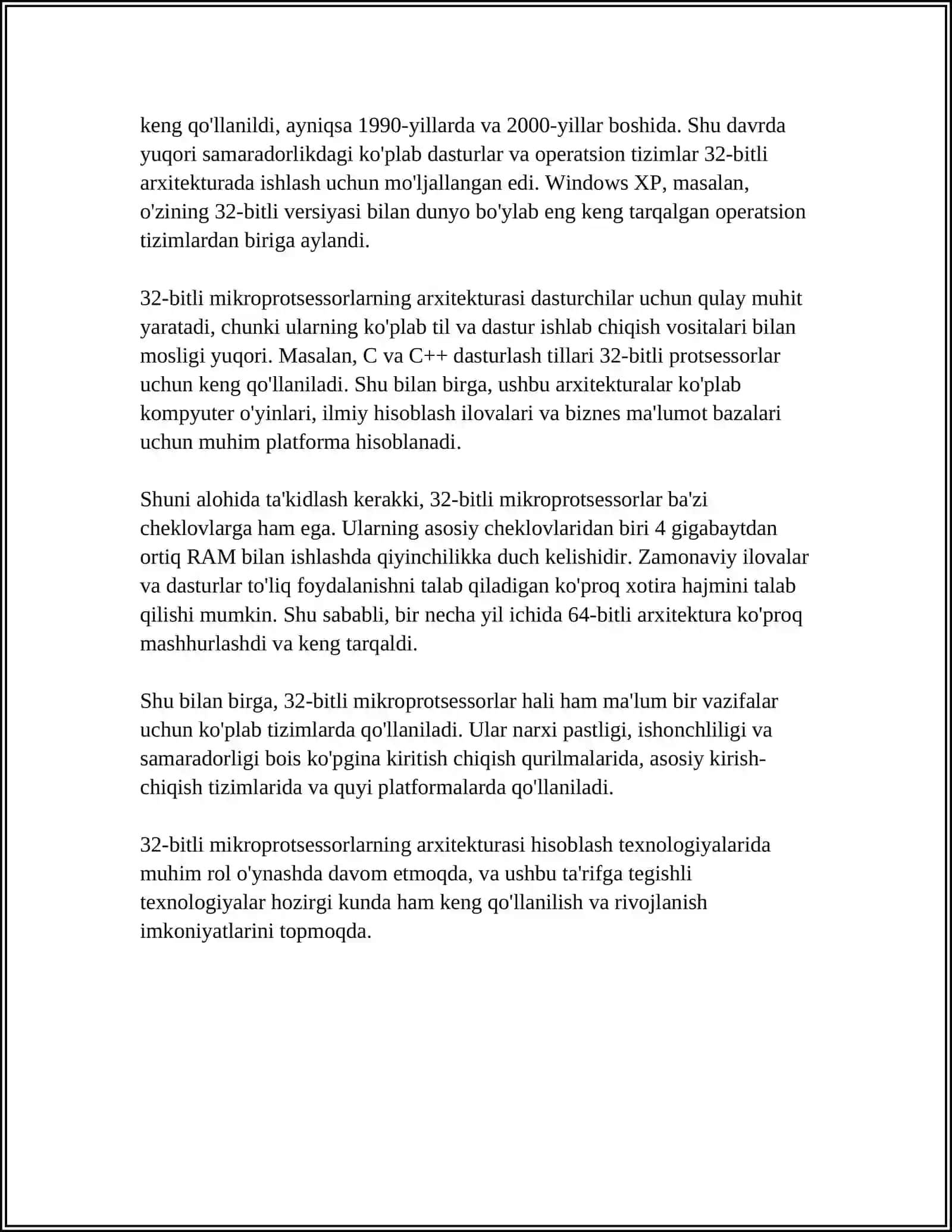 32-BITLI MIKROPROTSESSORLARNING UZILISH TIZIMI 4