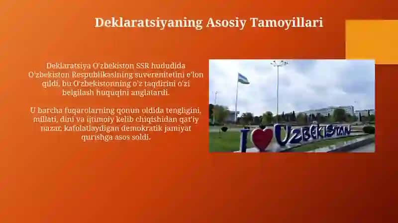 Oʻzbekiston mustaqilligining e'lon qilinishi va uning tarixiy ahamiyati 4