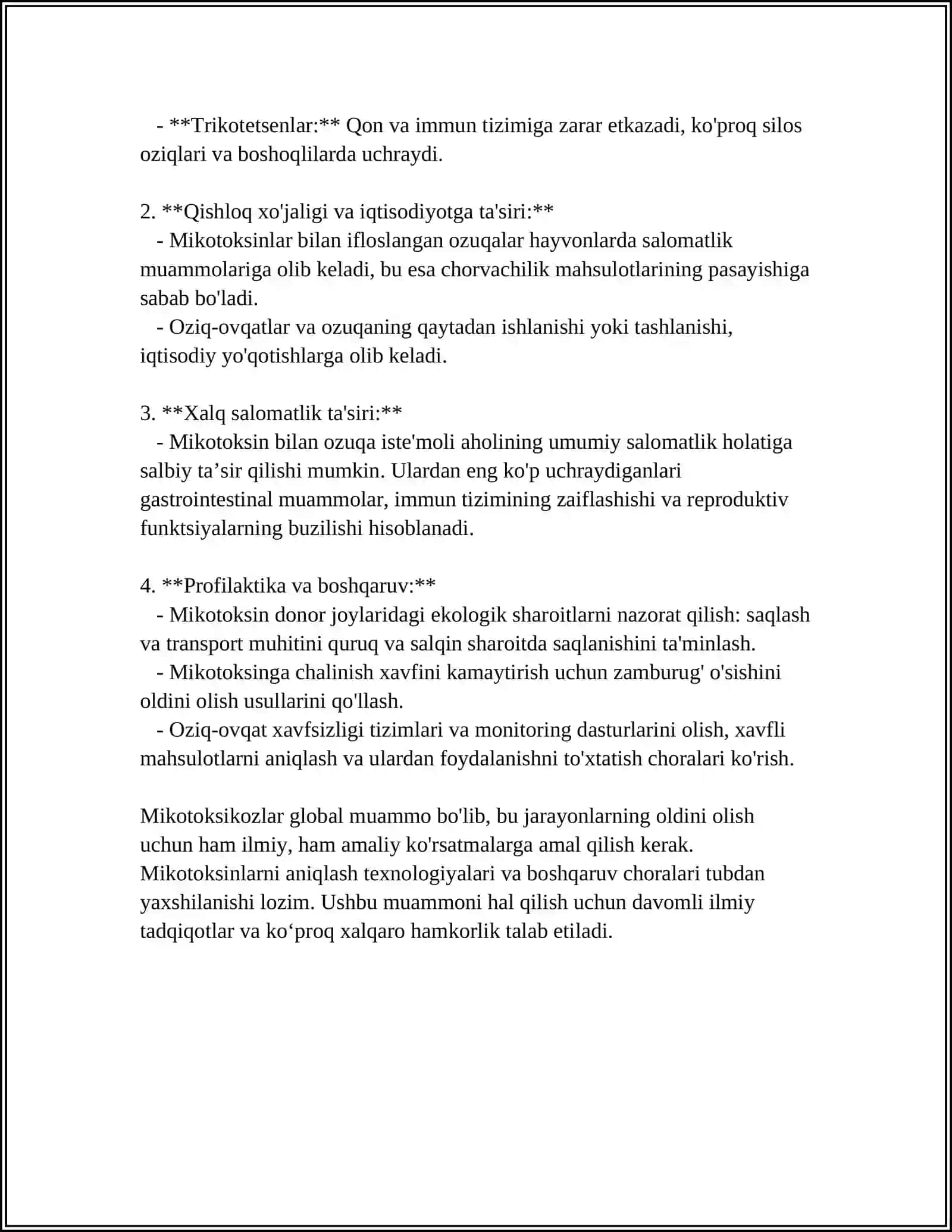 Achitqilarning oziq ovqat sanoatida tutgan o'rni mikotoksikozlar qo'zg'atuvchilari 4
