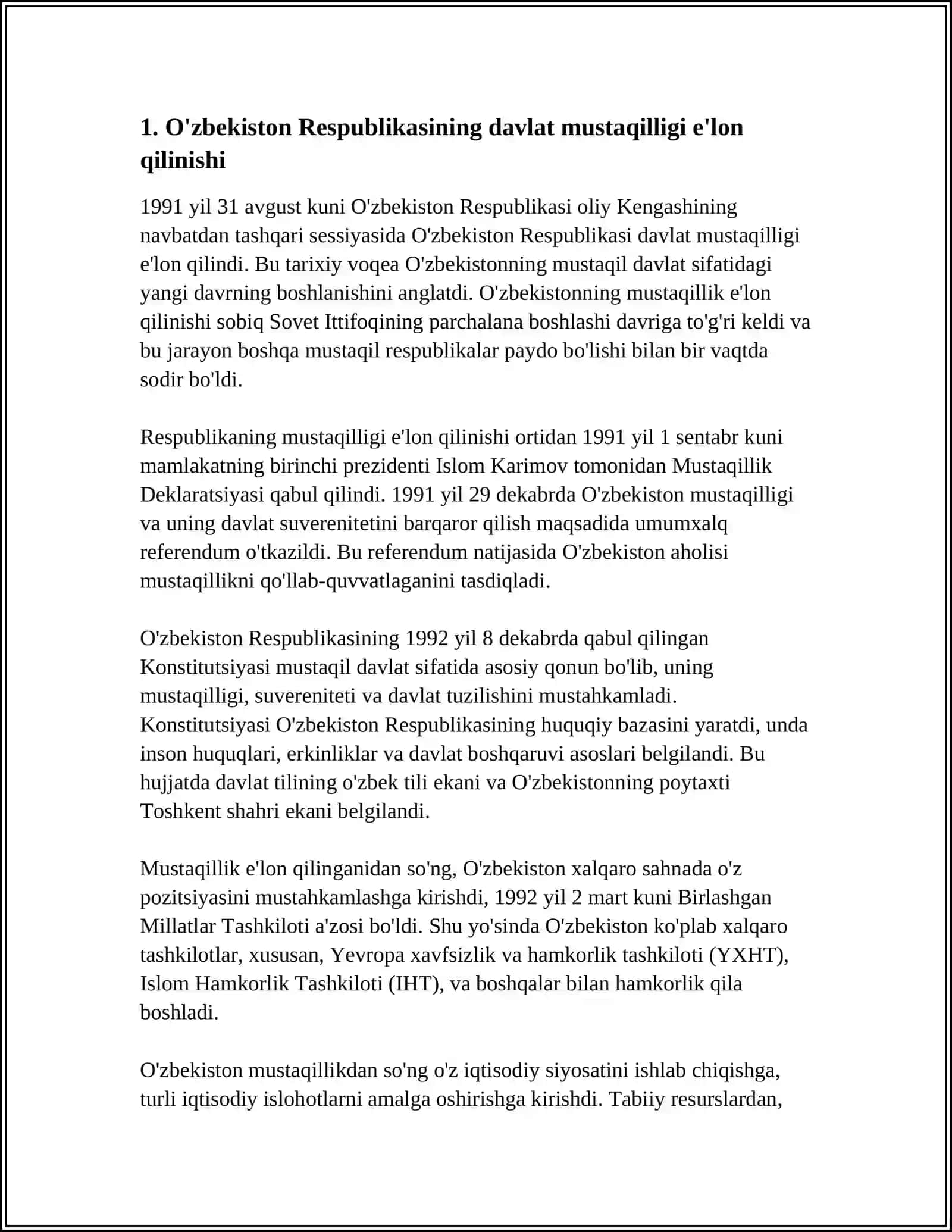 MUSTAQILLIK YILLARIDA DAVLAT BOSHQARUVI TIZIMIDA AMALGA OSHIRILGAN ISLOHOTLAR 4