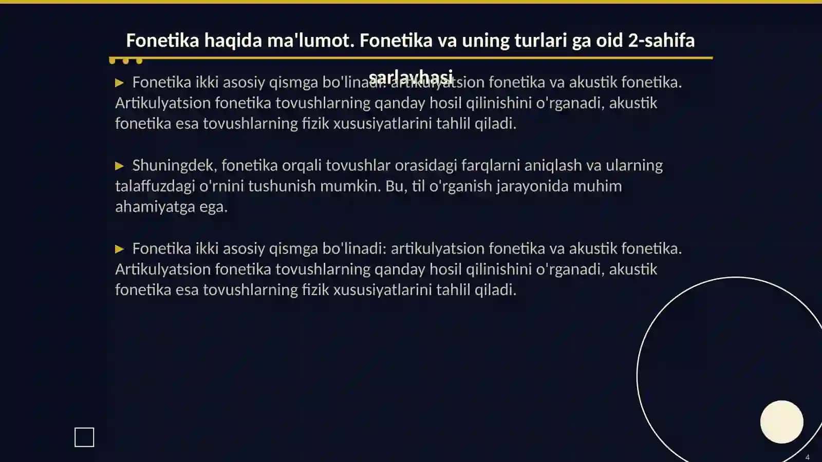 Fonetika haqida ma'lumot. Fonetika va uning turlari 4