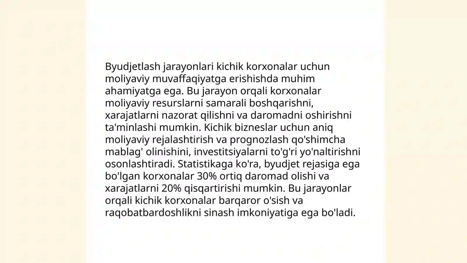 Kichik korxonalarda moliyaviy menejment xizmatlarini tashkil qilish xususiyatlari 4