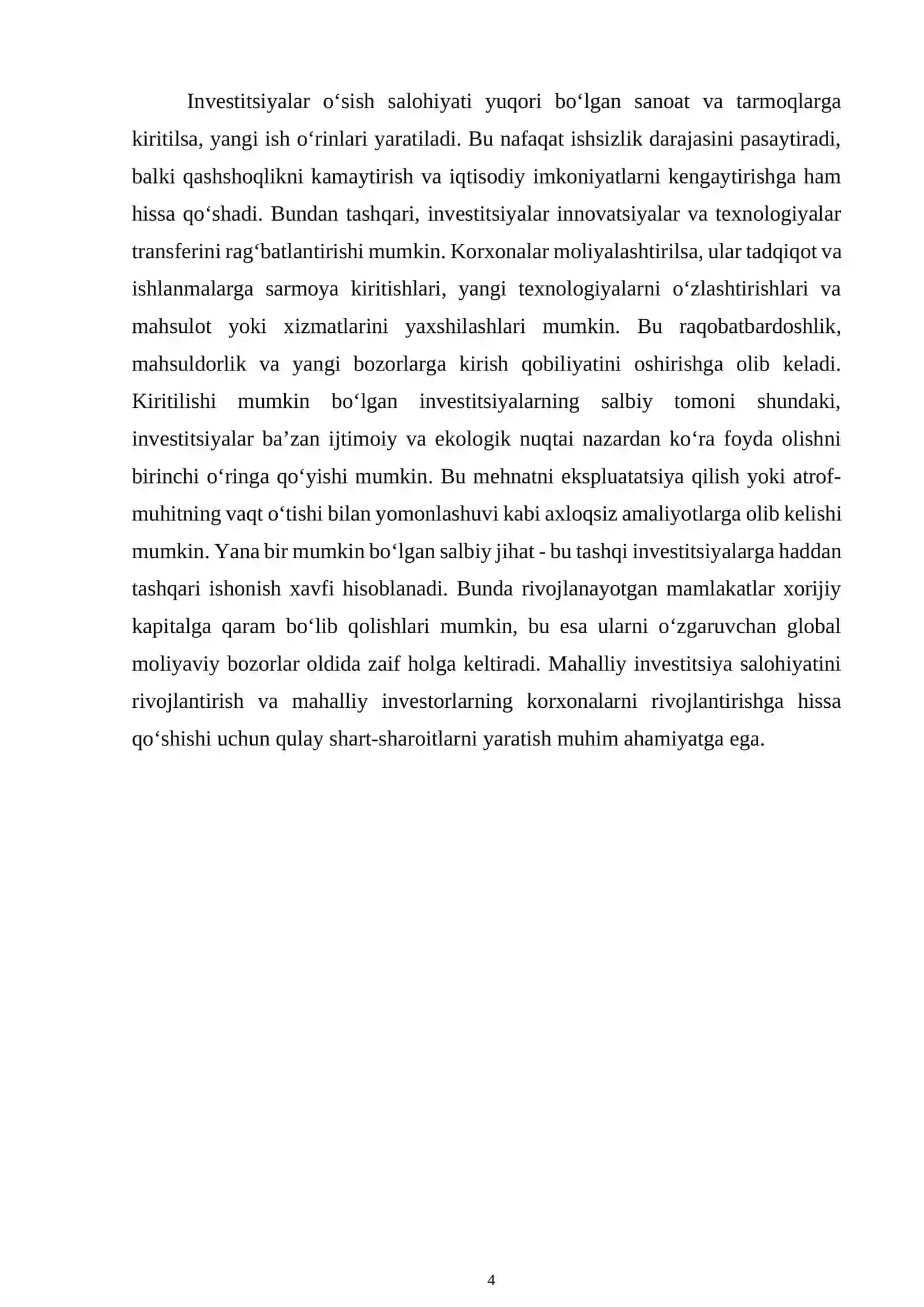 Investitsiya korxona ishlab chiqarish salohiyatini rivojlantirish va mustahkamlash vositasi 4