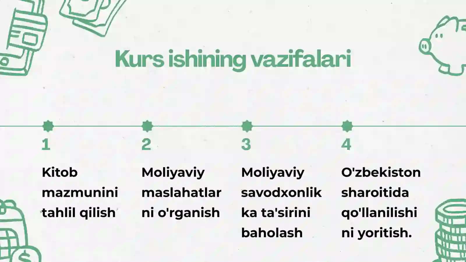 Mavzu: Bodo Sheferning “Pul alifbosi” asaridagi moliyaviy tarbiyaning ahamiyati 4