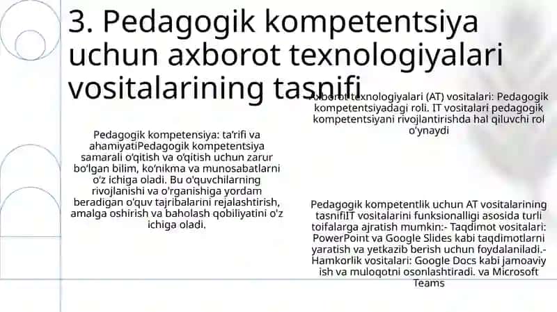 Pedagoguk Kompetentlikni Shakllantirishda Axborot Texnologiyasi Tushunchasi Va Klasifikatsiyasi 4