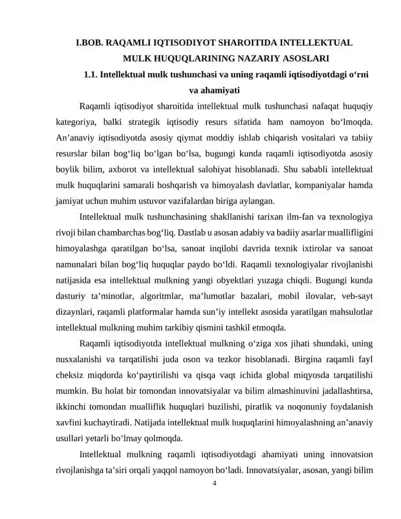 Raqamli iqtisodiyotda intellektual mulk huquqlarining yangi shakllari va ularning muammolari 4
