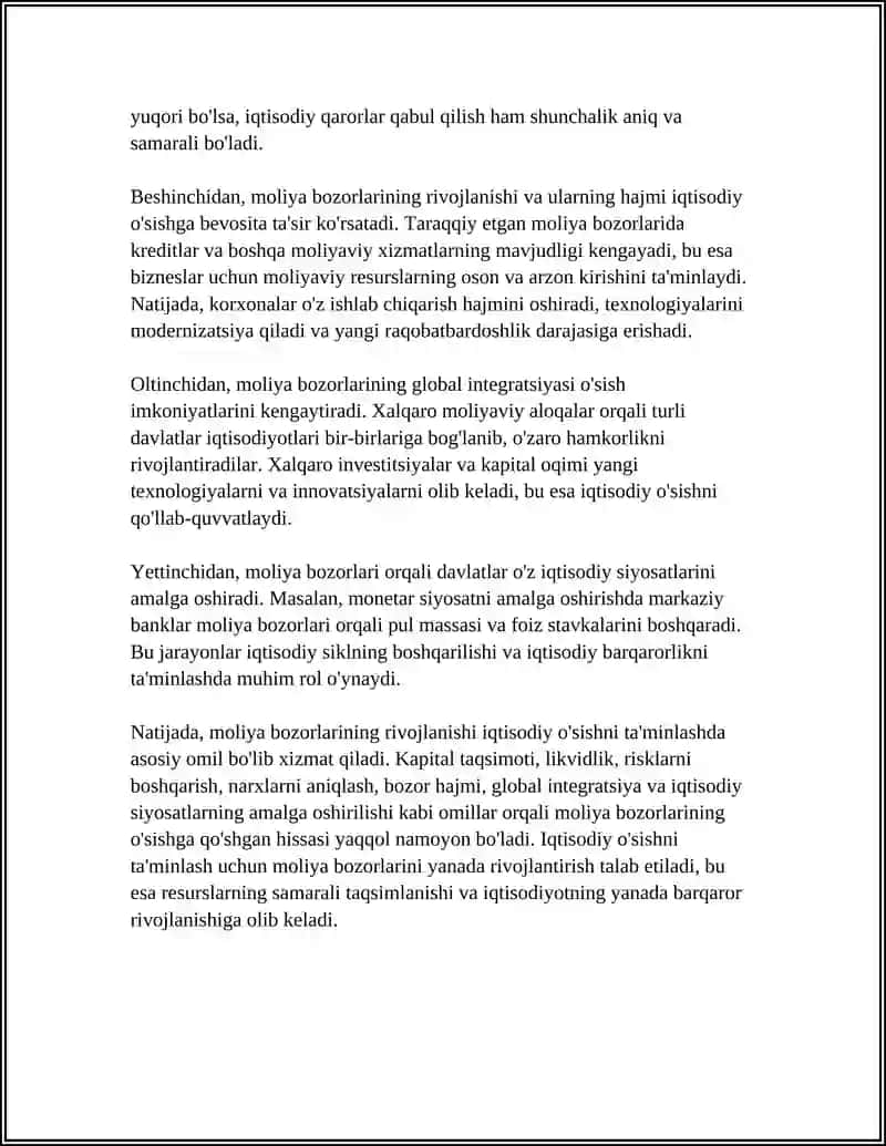 Moliya Bozorining Iqtisodiyotdagi Ahamiyati va O'rni 4