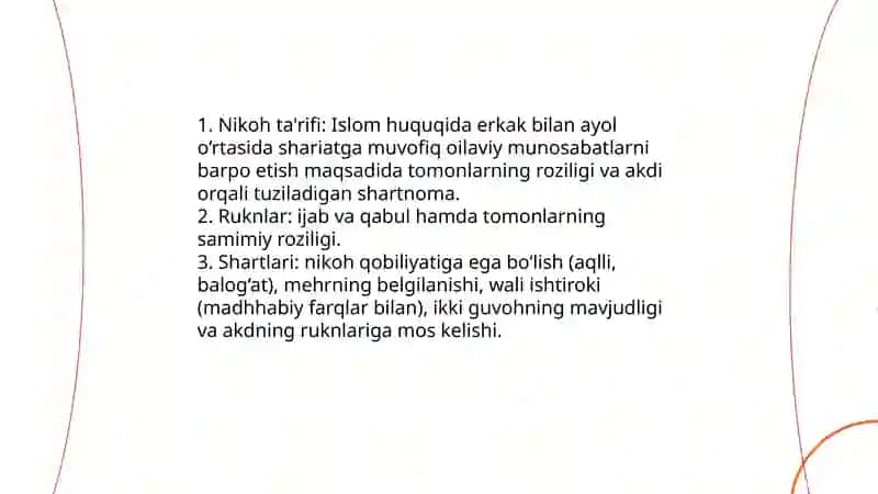 Islom huquqshunosligida oila, nikoh, taloq, idda, zihor tushunchalari 4