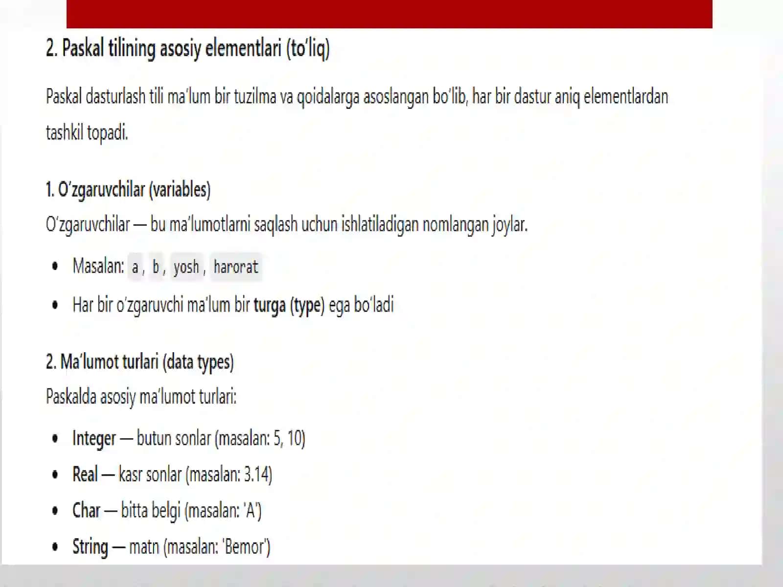 Paskal dasturlash tilida sodda masalarni dasturlash 4