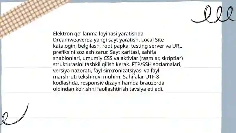 Dreamweaver dasturida elektron qoʻllanmalarni yaratish 4
