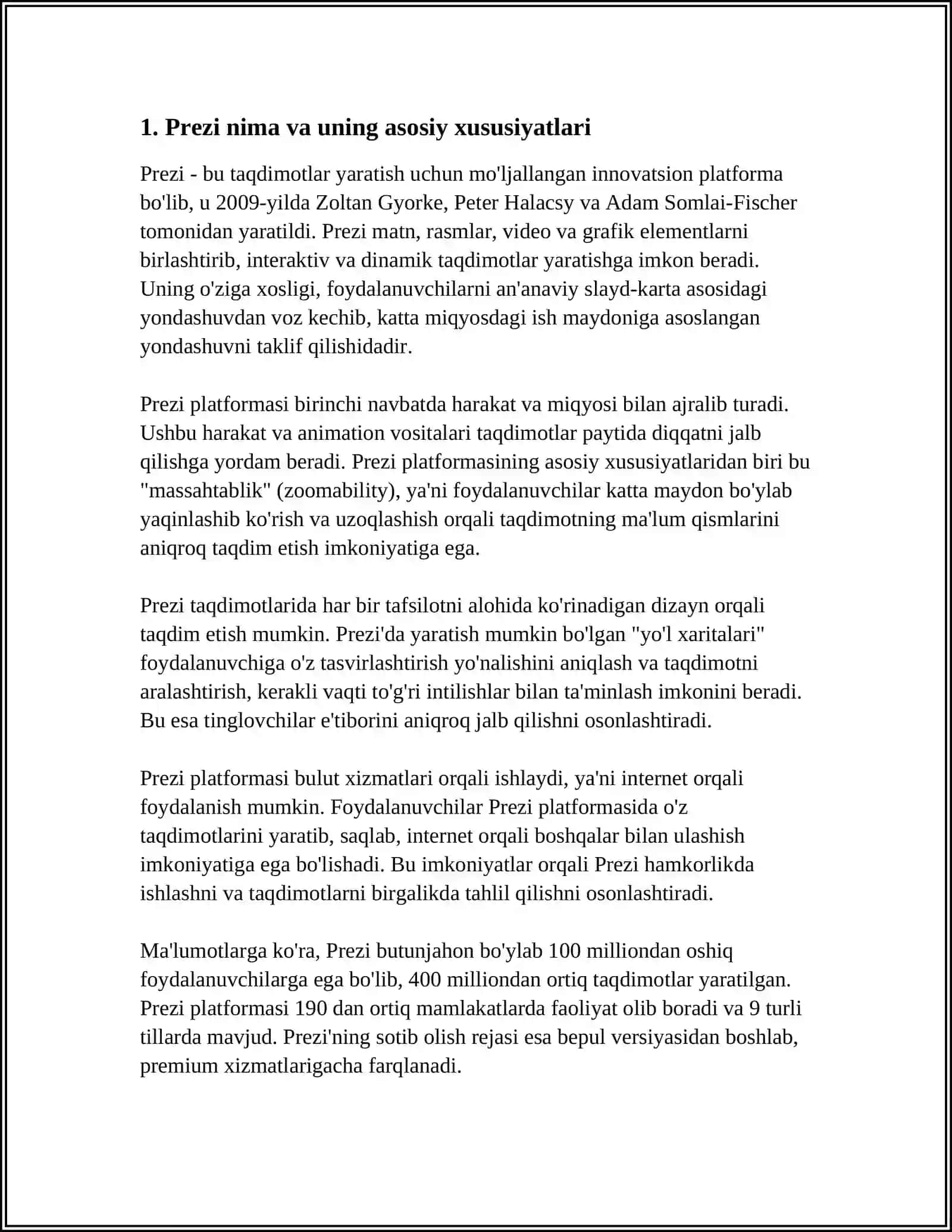 ZAMONAVIY TAQDIMOT YARATISH DASTURLARI ( PREZI HAQIDA) 4