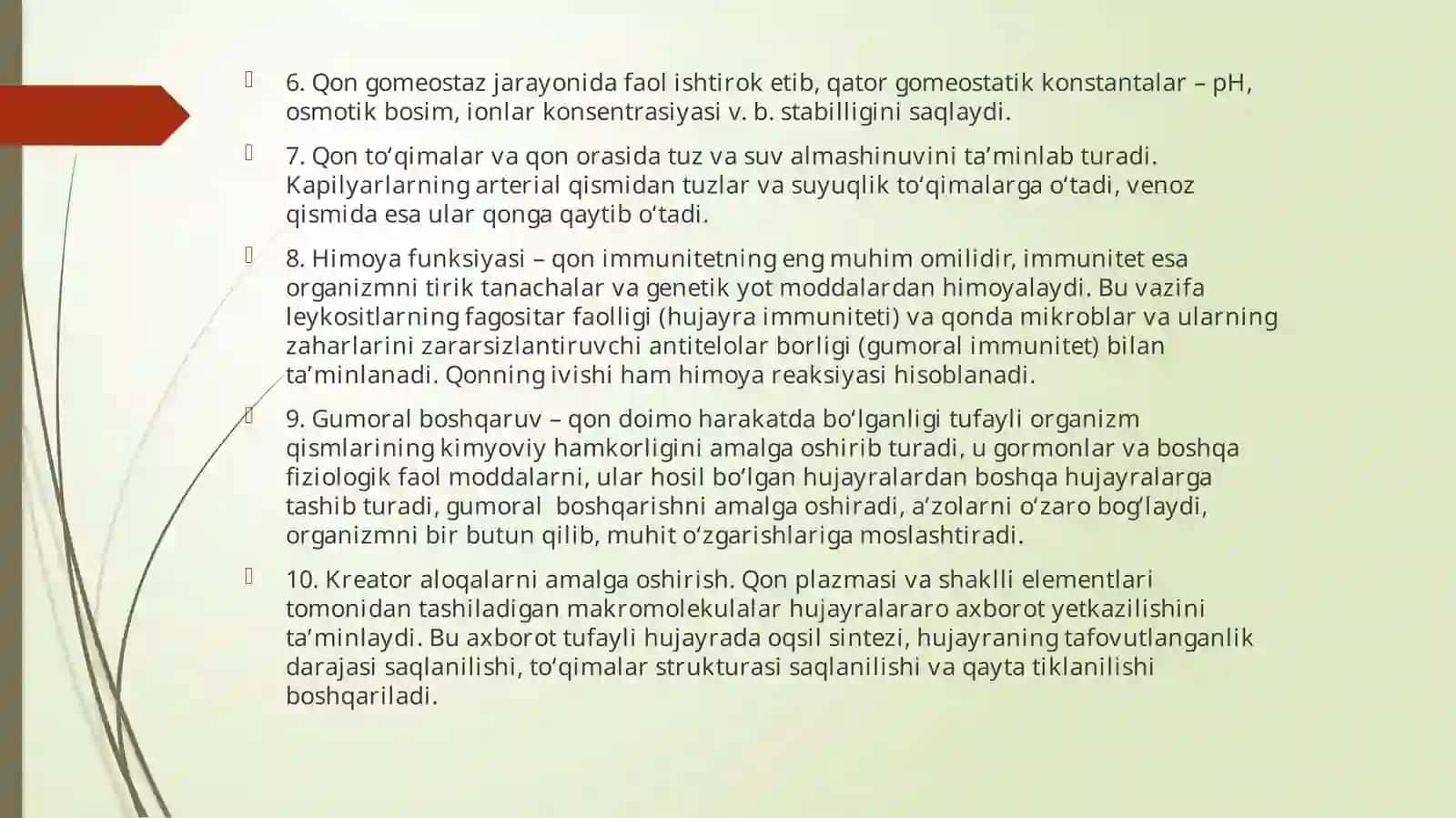 Organizmning biologik suyuqliklari  Qonning fizikaviy-kimyoviy xossalari 4