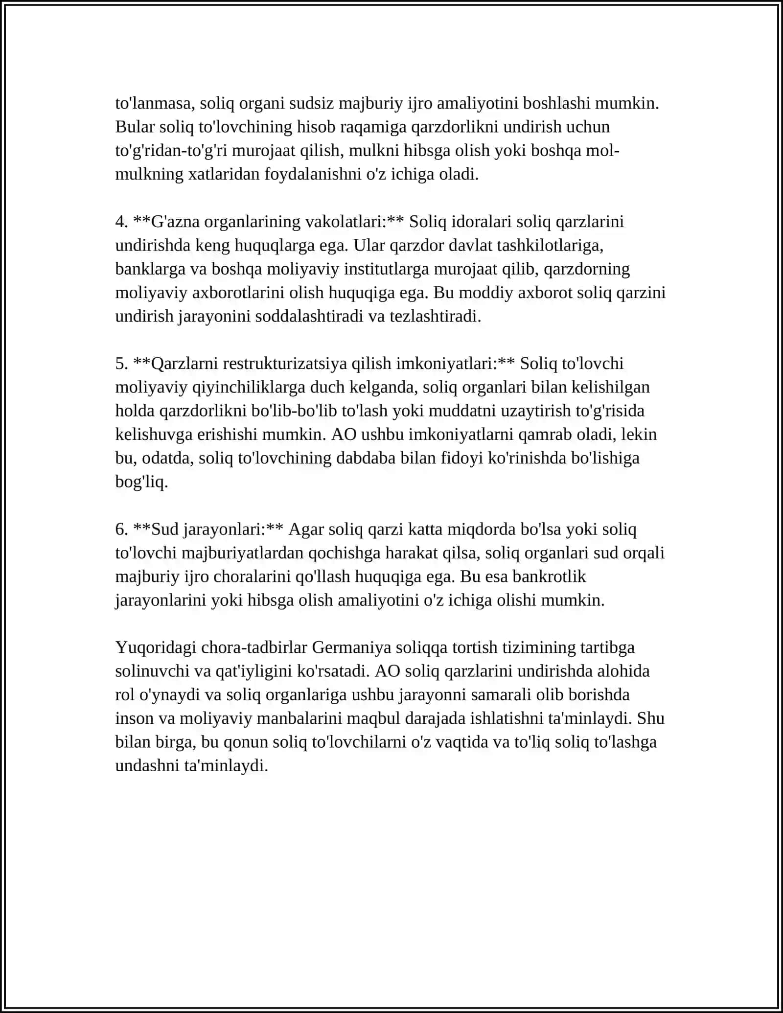 GERMANIYA FEDARATIV RESPUBLIKASIDA SOLIQ QARZINI UNDIRISH TARTIBI 4