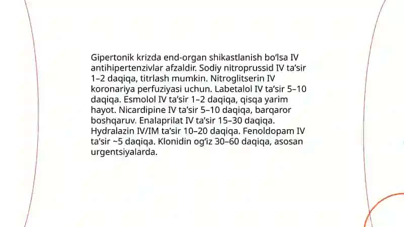 Yurak qon tomir kasalliklarida yuzaga keladigan kechiktirib boʻlmaydigan shoshilinch holatlar 4