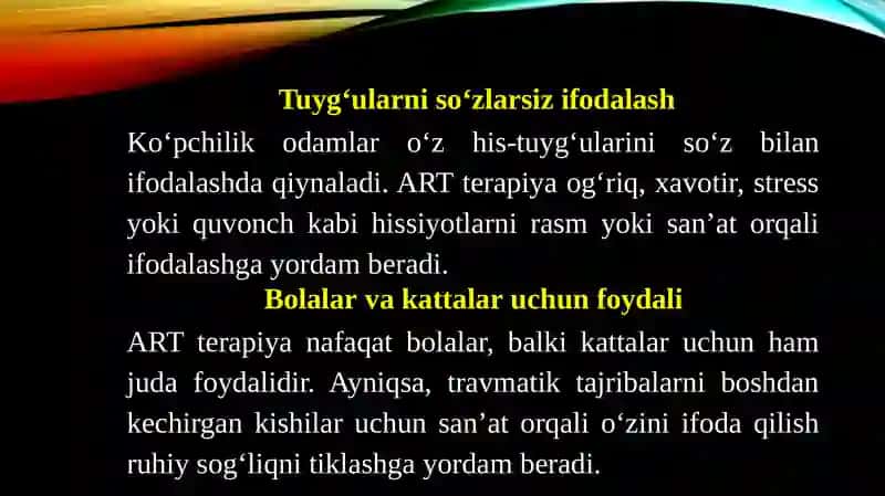Art-terapiya tushunchasi. Zamonaviy maktab ta’limida salomatlikni tejaydigan texnologiyalar va art-terapiya 4
