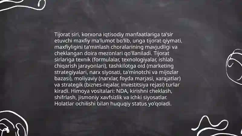 Korxonada iqtisodiy havfsizligi va tijorat sirlarini oʻrganish 4