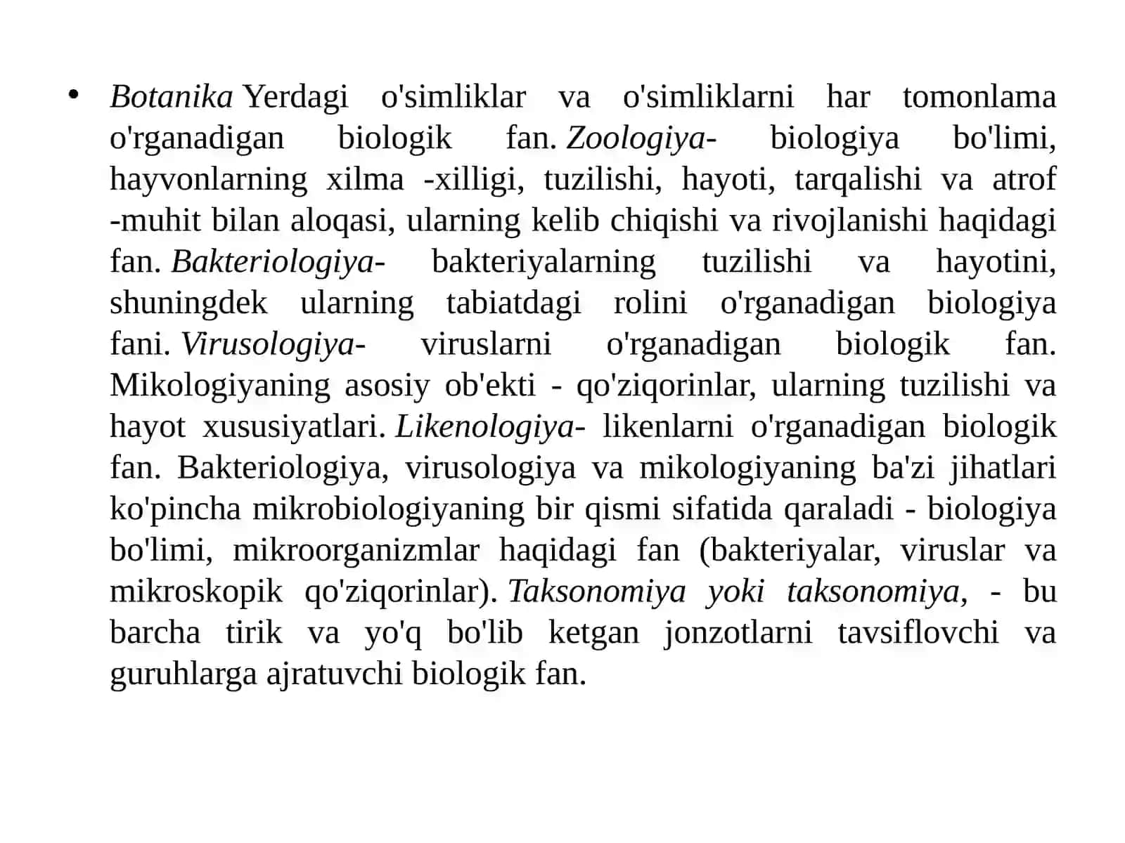 Biologiya fanining bo’limlari 4