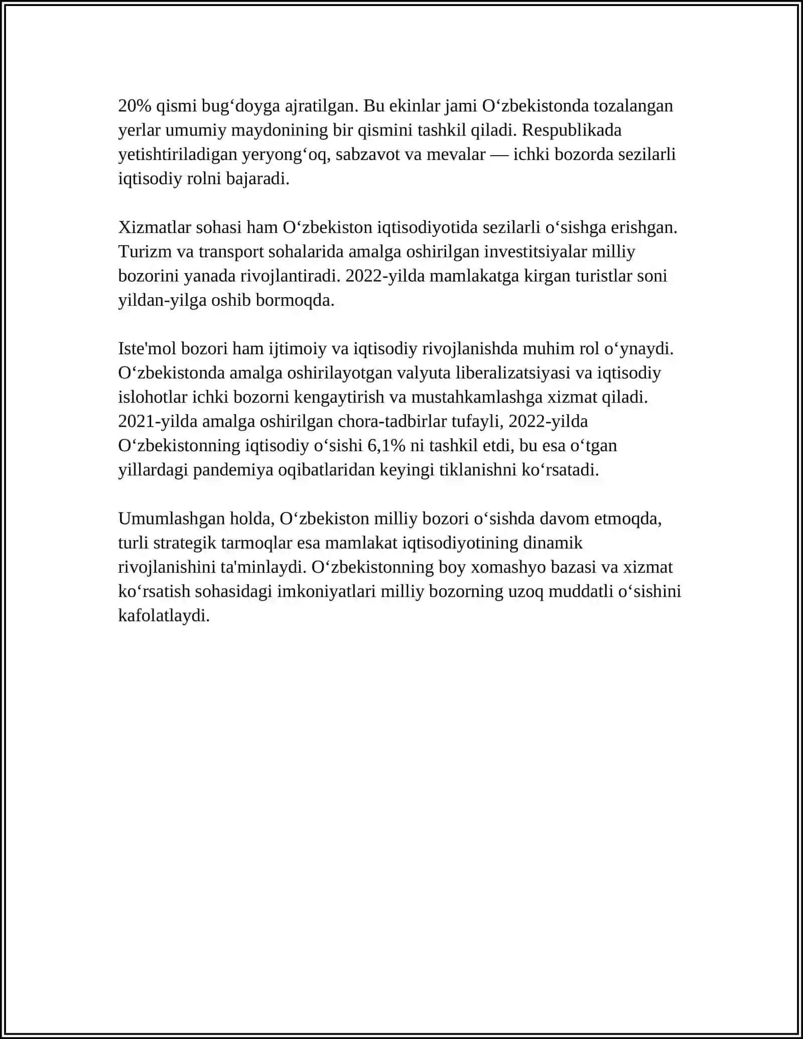OʻZBEKISTON MILLIY BOZORNI SHAKLLANTIRISH VAZIFALARI 4