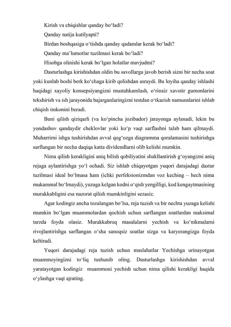 KICHIK MODUL VA FUNKSIYALARGA BO‘LINGAN KOD YOZISH 4