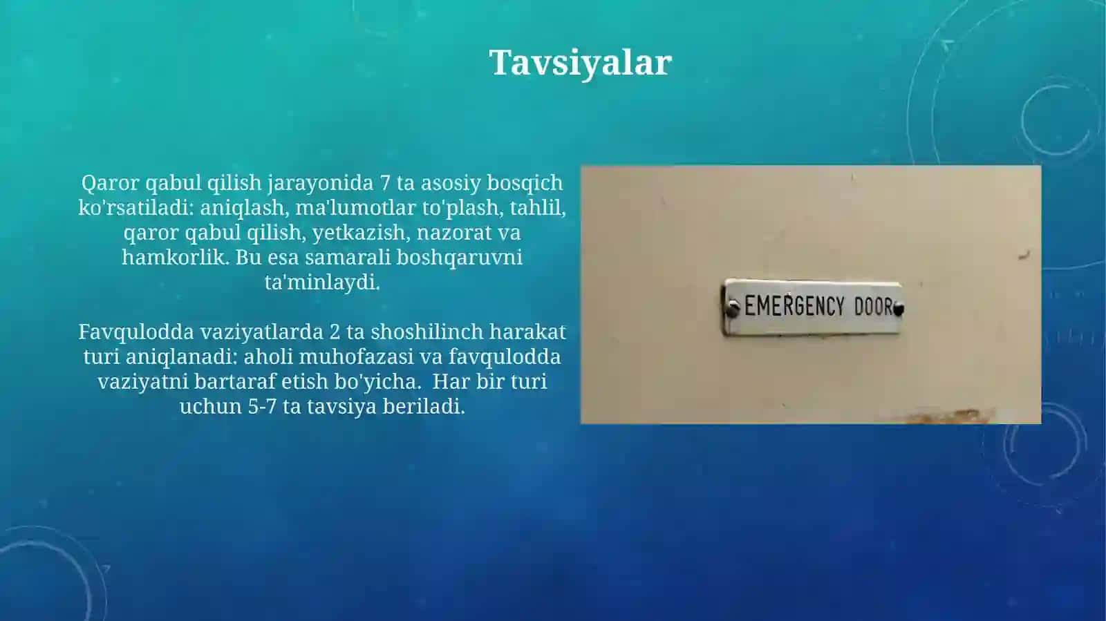 Favqulodda Vaziyatlarni Bartaraf Etish Boʻyicha Amalga Oshiriladigan Tadbirlar 4