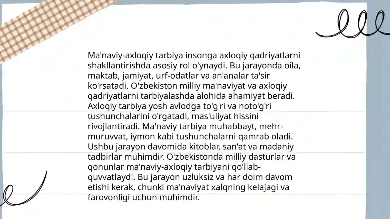 Tarbiya fanini o'qitishda ma'naviy-axloqiy tarbiyaga doir vaziyatli topshiriqlarni yaratish metodikasi 4
