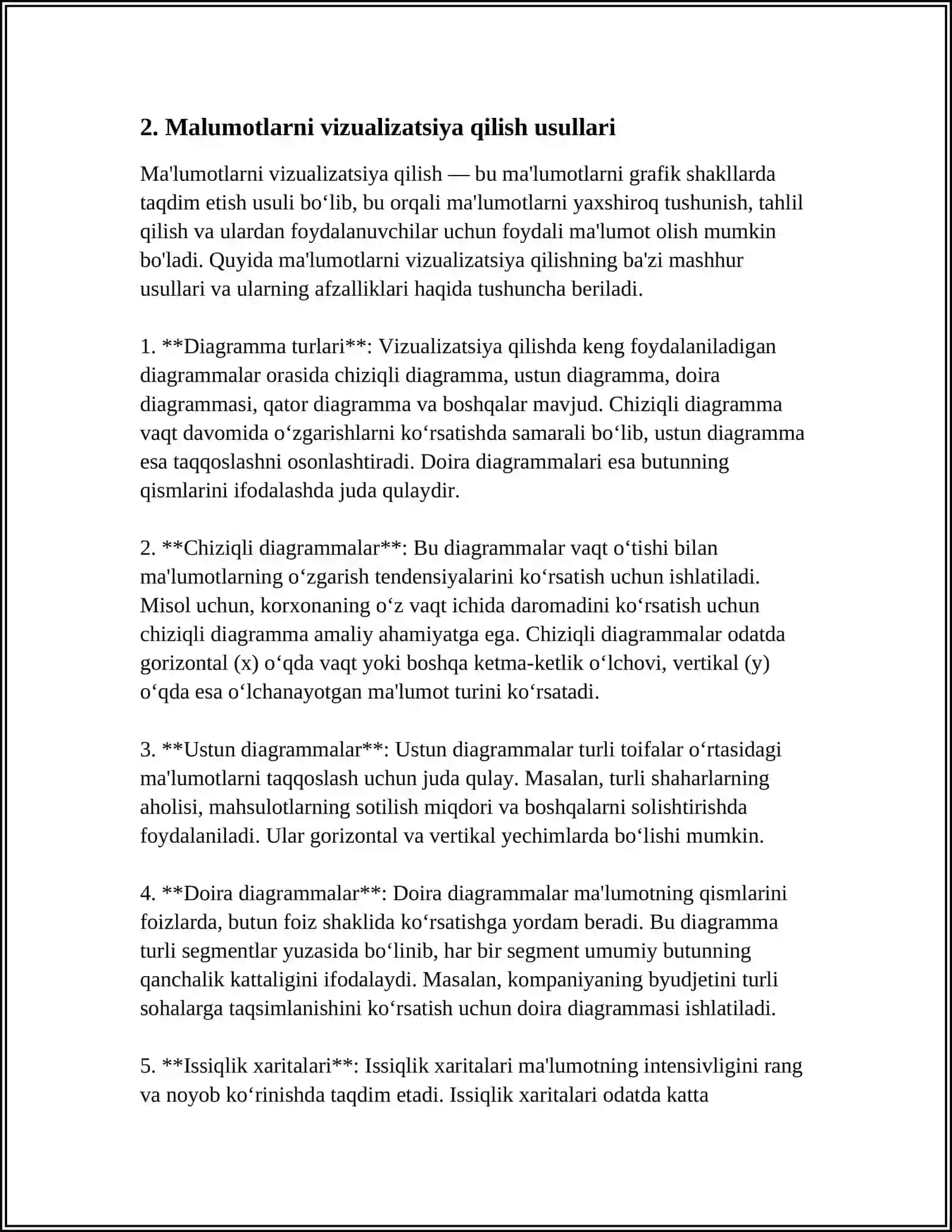 MA'LUMOTLARNI GRAFIK VA DIAGRAMMALAR ORQALI TAQDIM QILISH 4