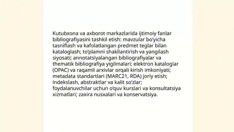 Mustaqillik davrida ijtimoiy fanlar bibliografiyasining targ‘iboti va foydalanish imkoniyati 4