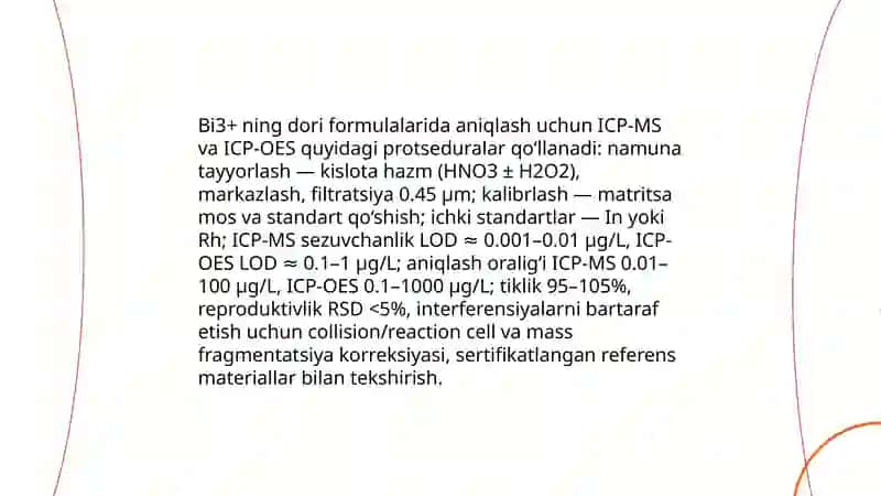 Bi +3 kationni tibiyotda qolanishi va dori vositalari 4