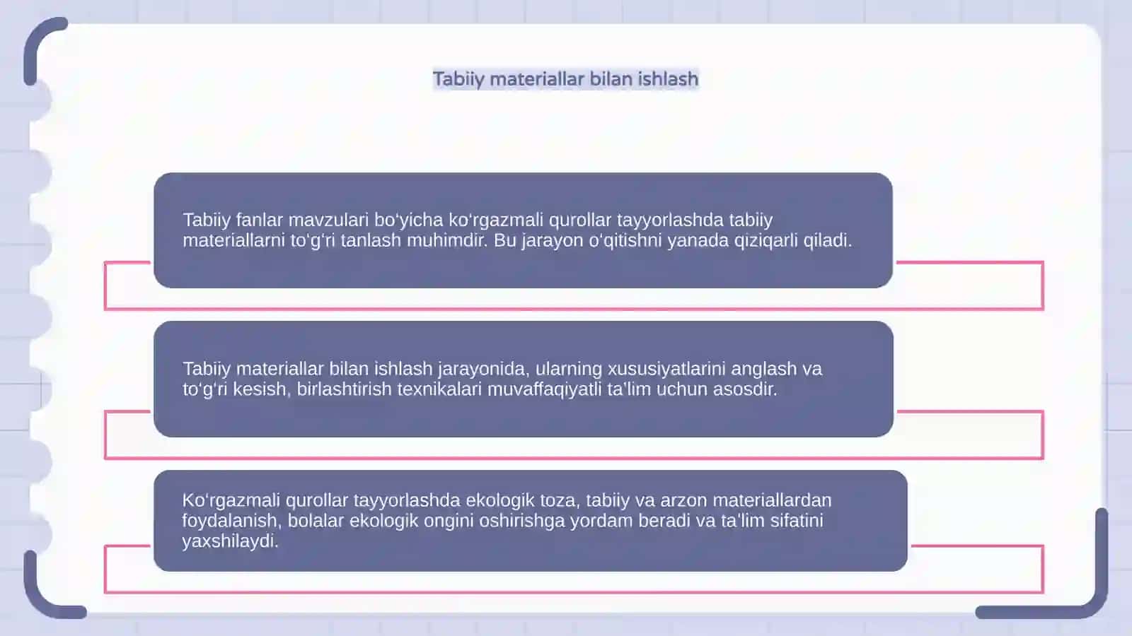 Tabiiy fanlar mavzulari boʻyicha tabiiy materiallardan koʻrgazmali qurollar tayyorlash 4