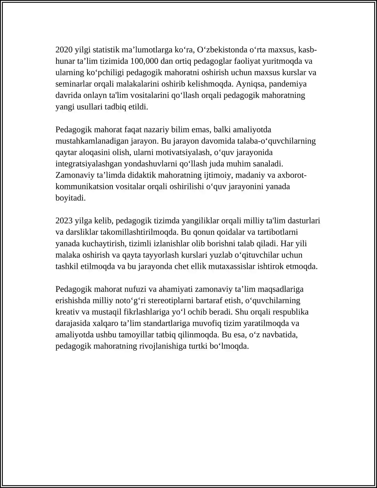 ÕQITUVCHINING PEDAGOGIK MAHORATI 4