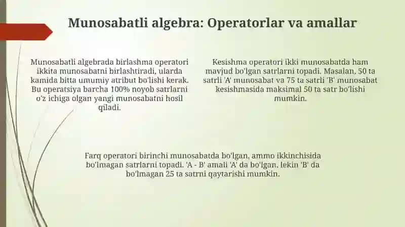 Munosabatlar: Asosiy tushunchalar va ta'riflar 4