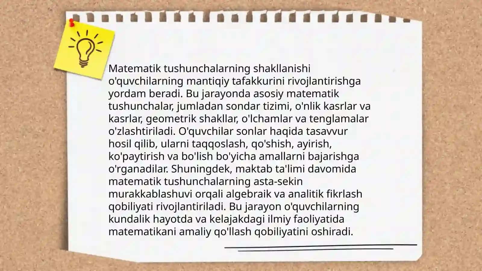 Matematik tushunchalarni shakllantirish manbalari 4