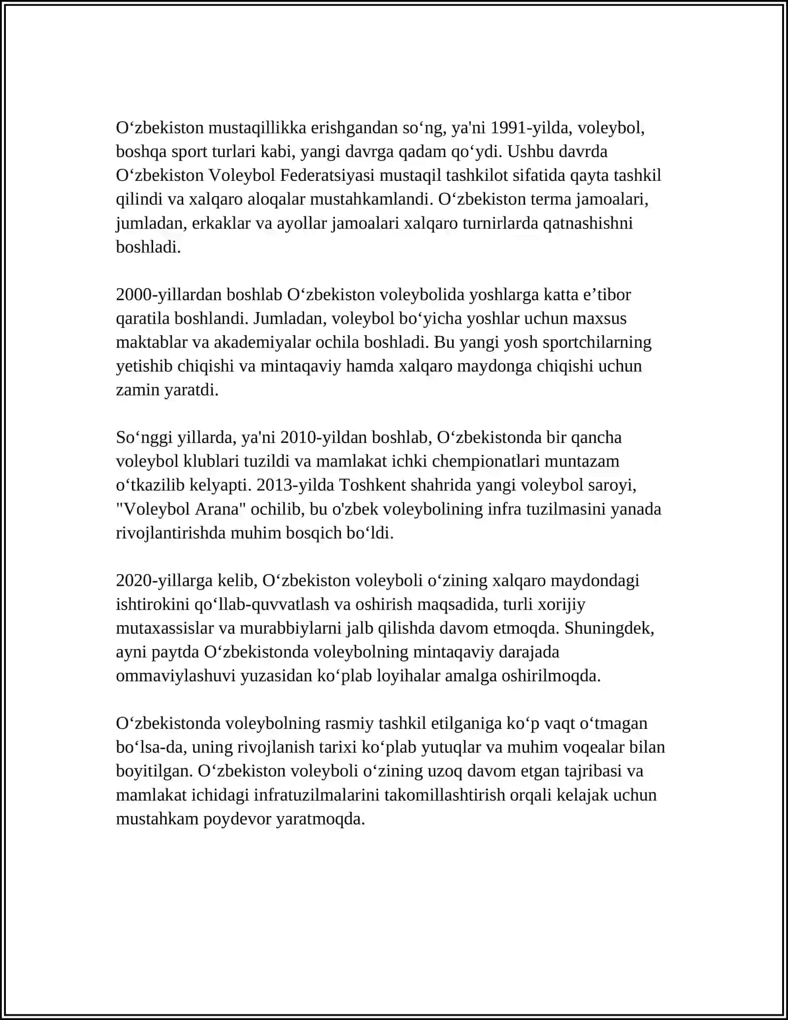 VOLEYBOL O‘ZBEKISTONDA RIVOJLANISHI 4