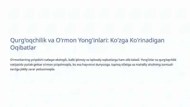 O'rmonlarni Muhofaza Qilish: Tabiatimizning Hayot Manbai 4