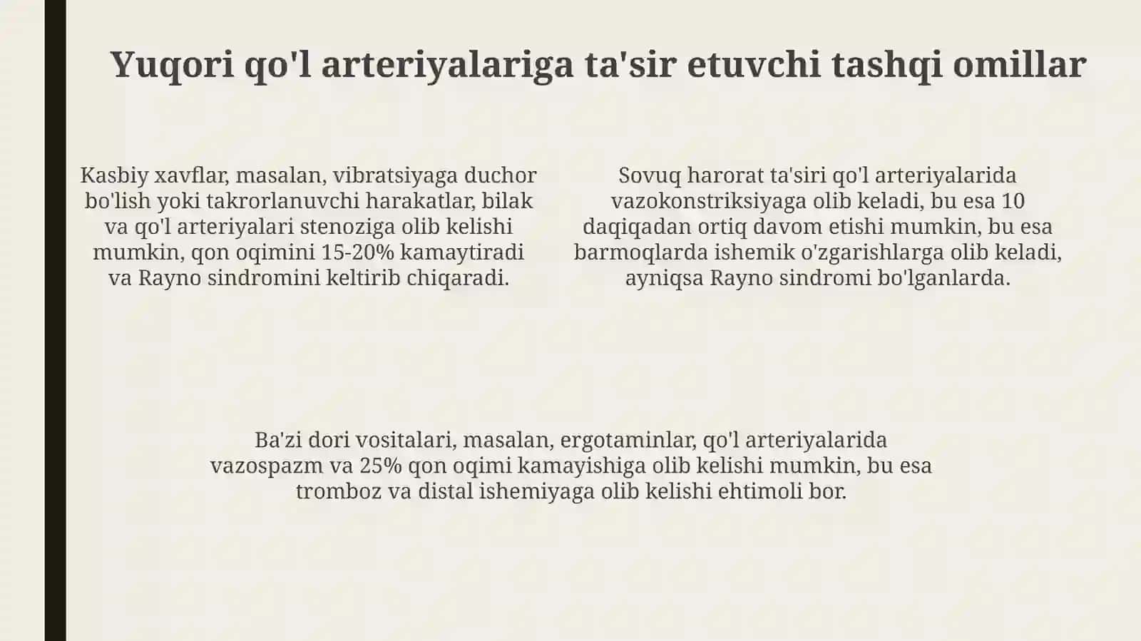 Yuqori qo'l arteriyalariga tashqi omillar ta'siri va klinik ahamiyati 4