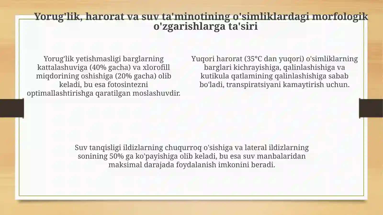 Turli muhit sharoitida oʻsgan oʻsimliklarning tuzilishi 4