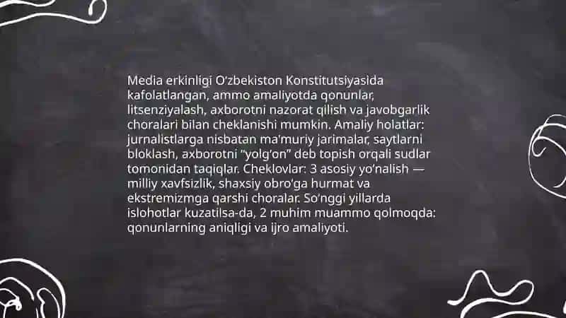 Matbuot va jurnalistika erkinligi kafolatlari 4
