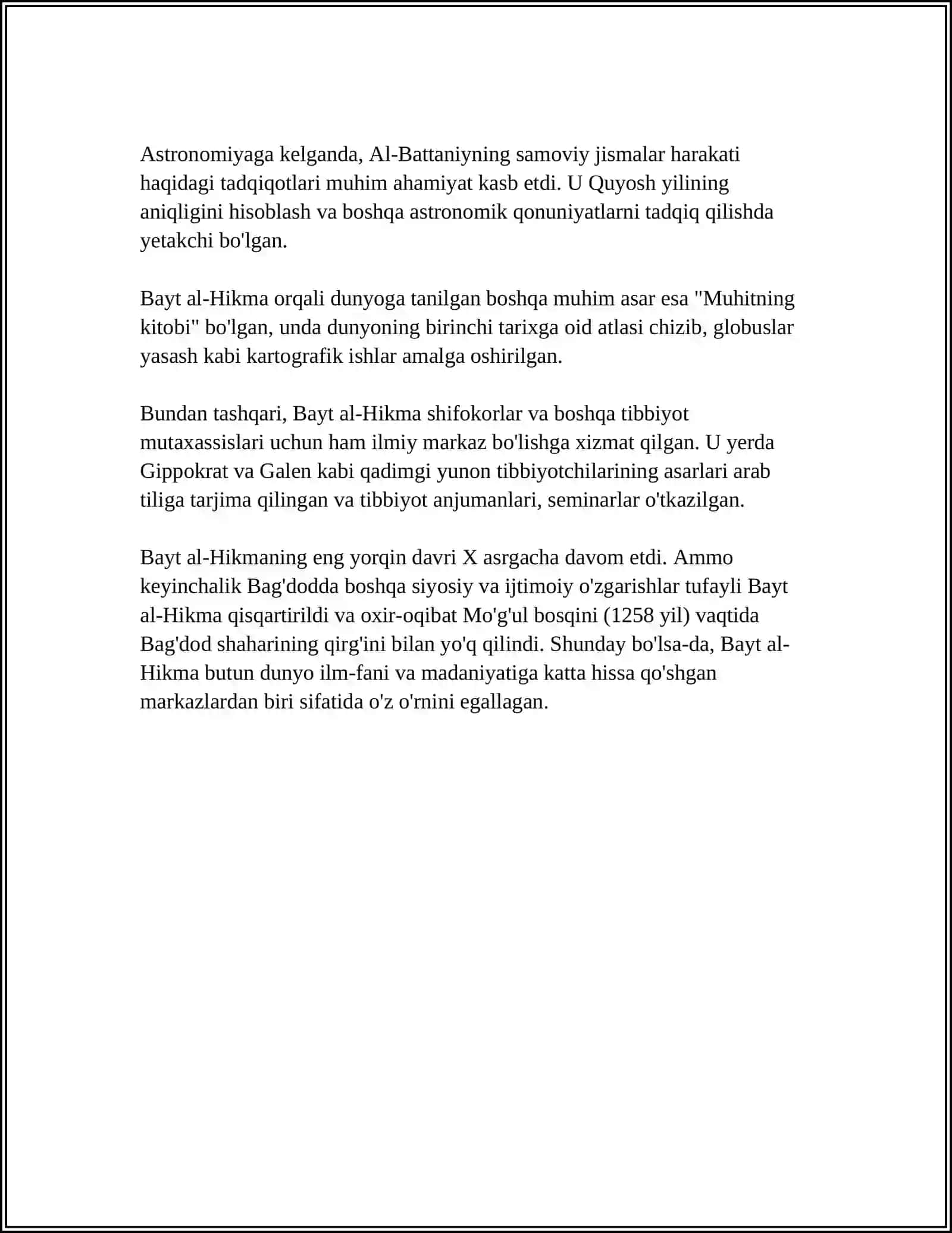 REFERAT Mavzu: “BAYT AL-HIKMA” YIRIK KUTUBXONA 4